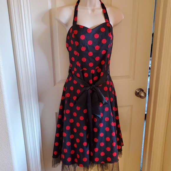 Polka dot halter dress pinup style 50's retro - Picture 1 of 6